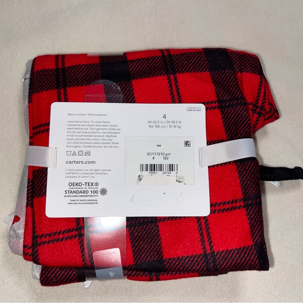 Carter's Red and Black‎ Plaid Kids Pajama Bottoms - Picture 2 of 3